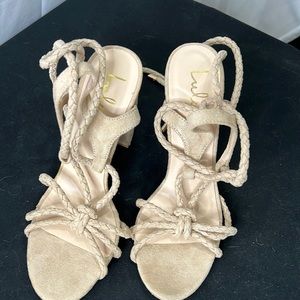 Size 10. Tie around leg heels